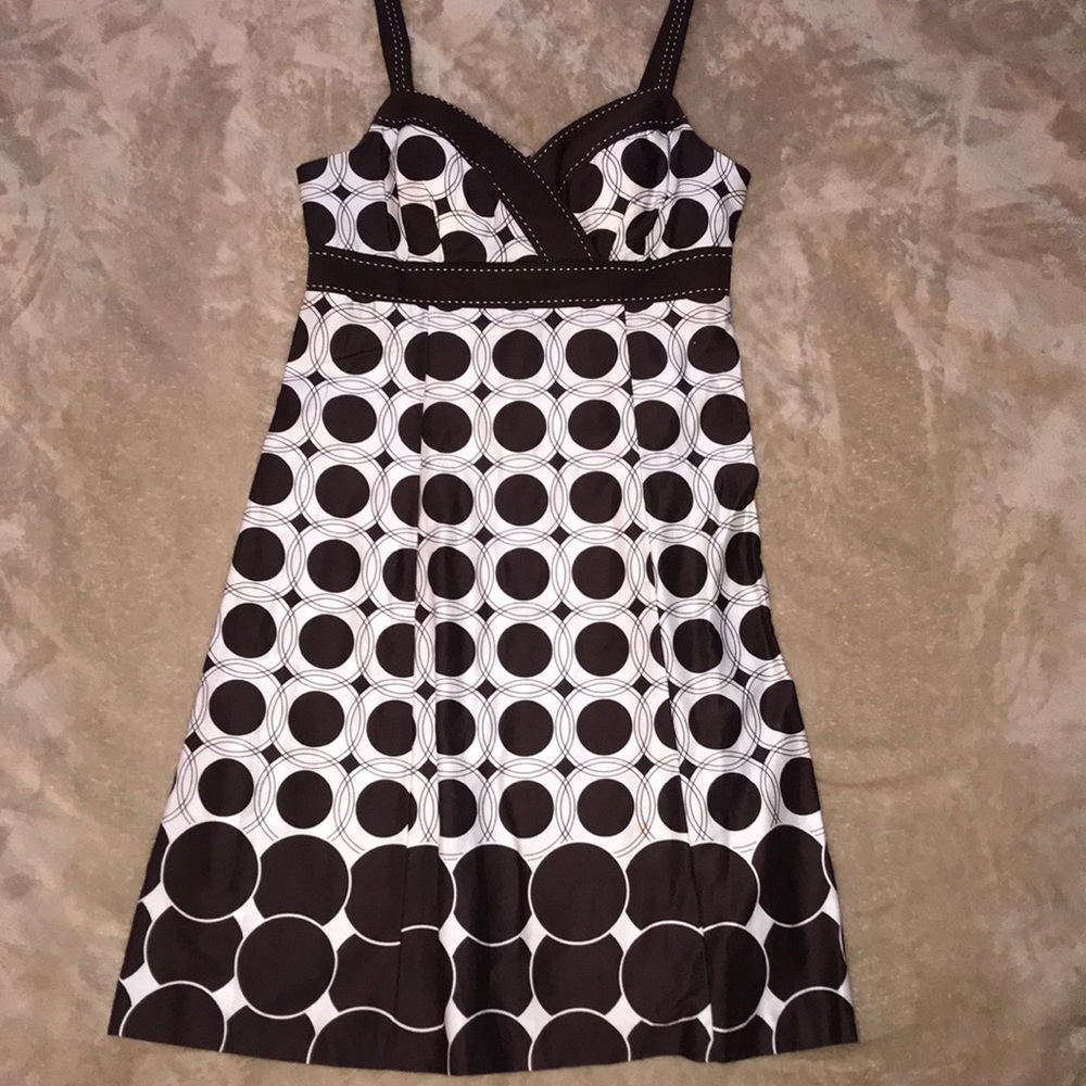 Brown and white circle print dress